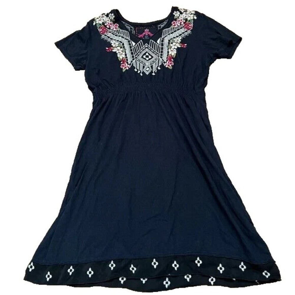 Women's Johnny Was Floral Embroidered Cotton Mini Dress Size Small